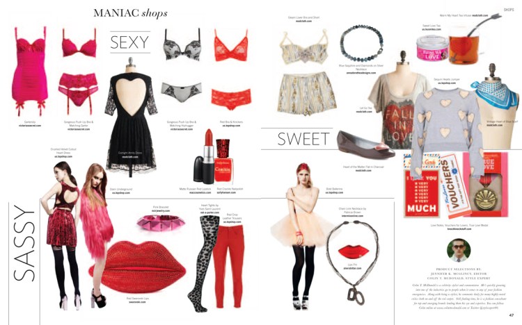 valentine's day style, maniac magazine february 2012